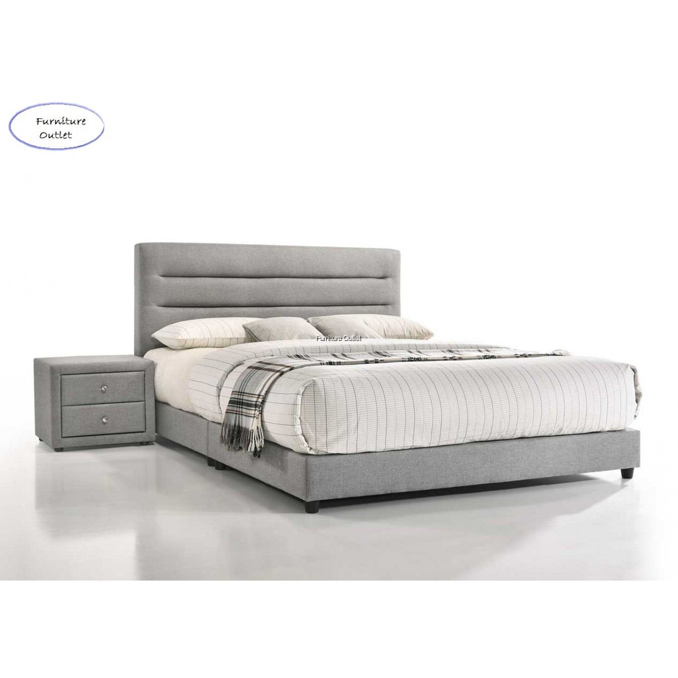 Tribeca King Bed + Velvet Bedside Table + 8'' Rebond Mattress